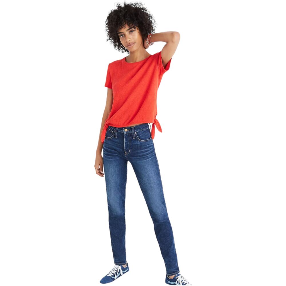 Madewell Womens Small Texture & Thread Modern Side-Tie Top‎ Red